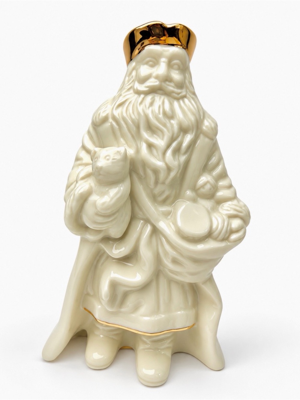 Lenox Old World Santa Gold Trim With Teddy Bear 5" Handcrafted